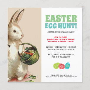 Vintage Easter Bunny Egg Hunt & Brunch Invitation