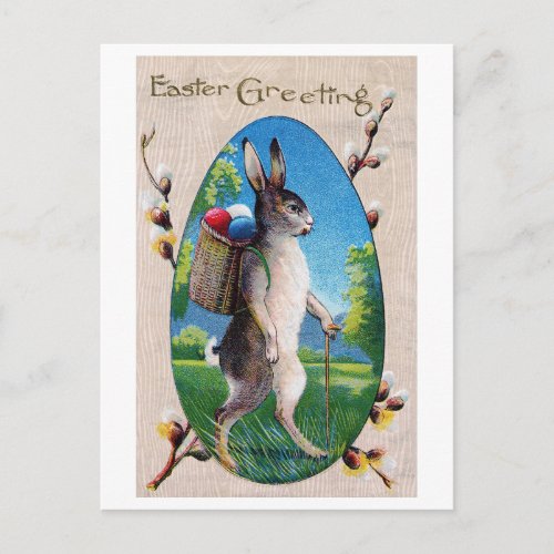 Vintage Easter Bunny Egg Postcard