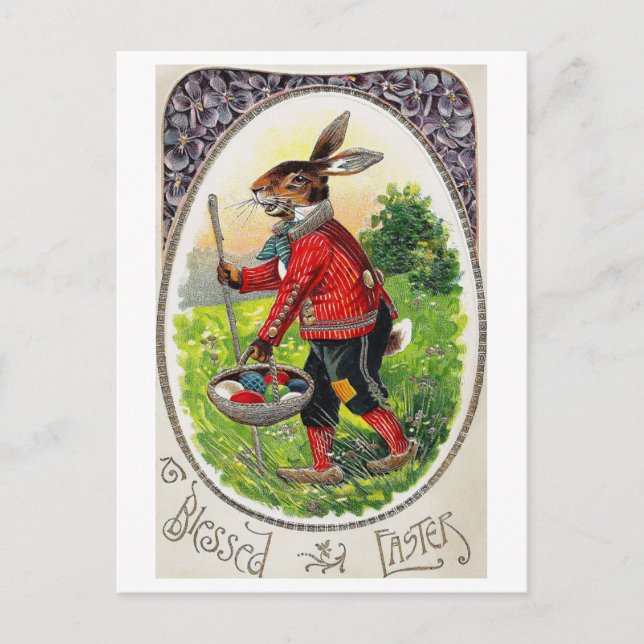 Vintage Easter Bunny Egg Postcard (Front)