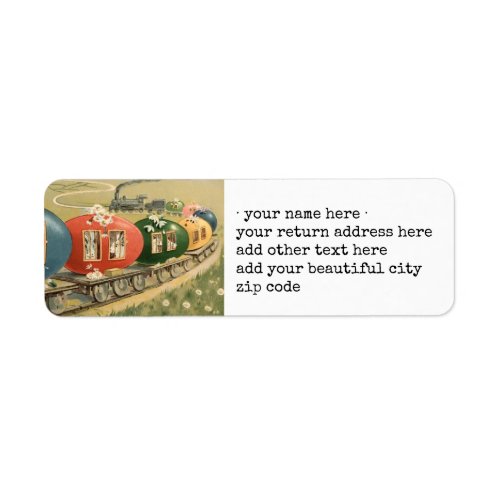 Vintage Easter Bunny Egg Train Return Address Label