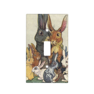 Vintage Easter bunny family Light Switch Cover