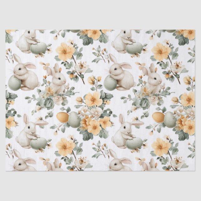 Vintage Easter Bunny Floral (2) Tissue Paper (Front)