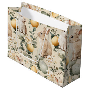 Vintage Easter Bunny Floral (5) Large Gift Bag