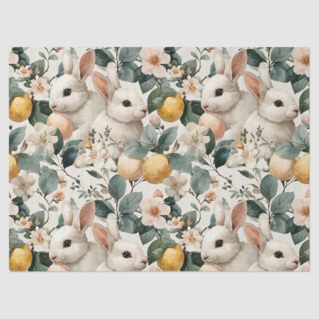 Vintage Easter Bunny Floral (9) Tissue Paper (Front)