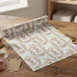 Vintage Easter Bunny Floral Elegant Wrapping Paper