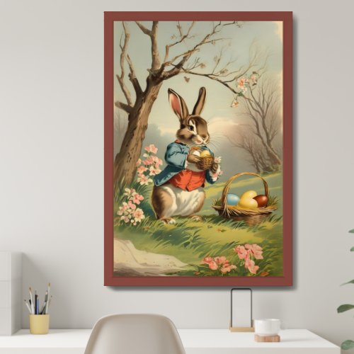 Vintage Easter Bunny Framed Wall Decor