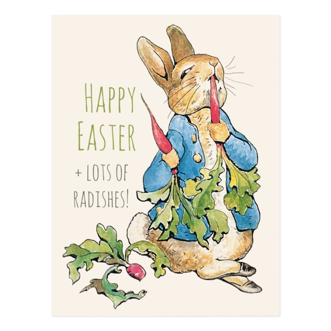 Vintage Easter bunny gorging on radishes CC1110 Postcard