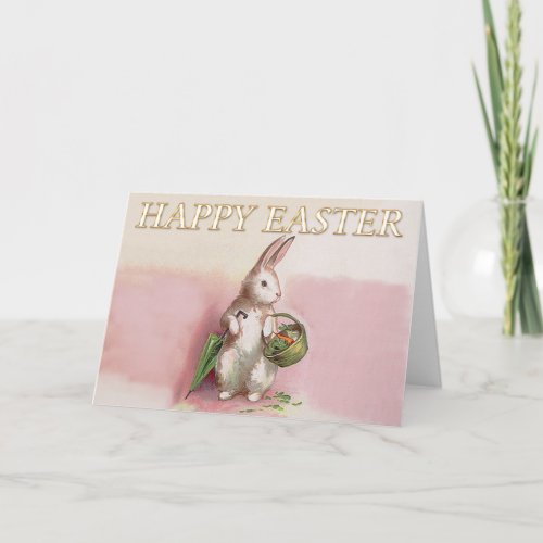 Vintage Easter Bunny Greeting Holiday Card