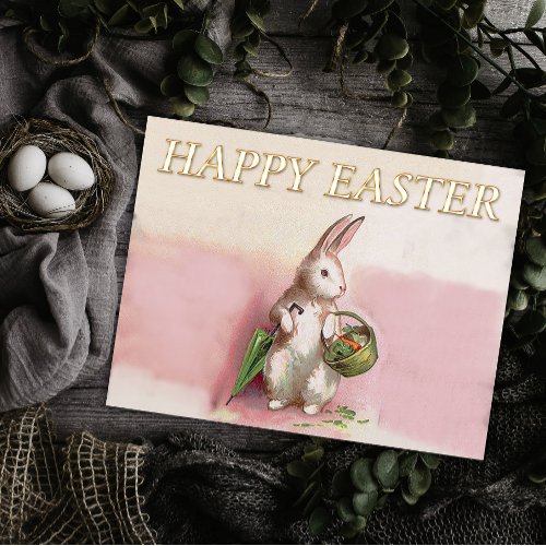 Vintage Easter Bunny Greeting Holiday Postcard