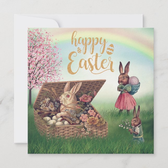 Vintage Easter Bunny Holiday Card (Front)