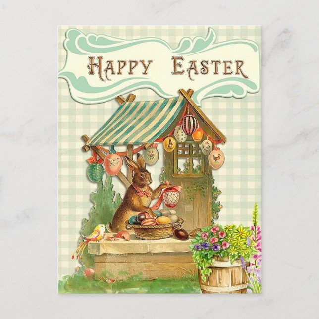 Vintage Easter Bunny Home Holiday Postcard (Front)