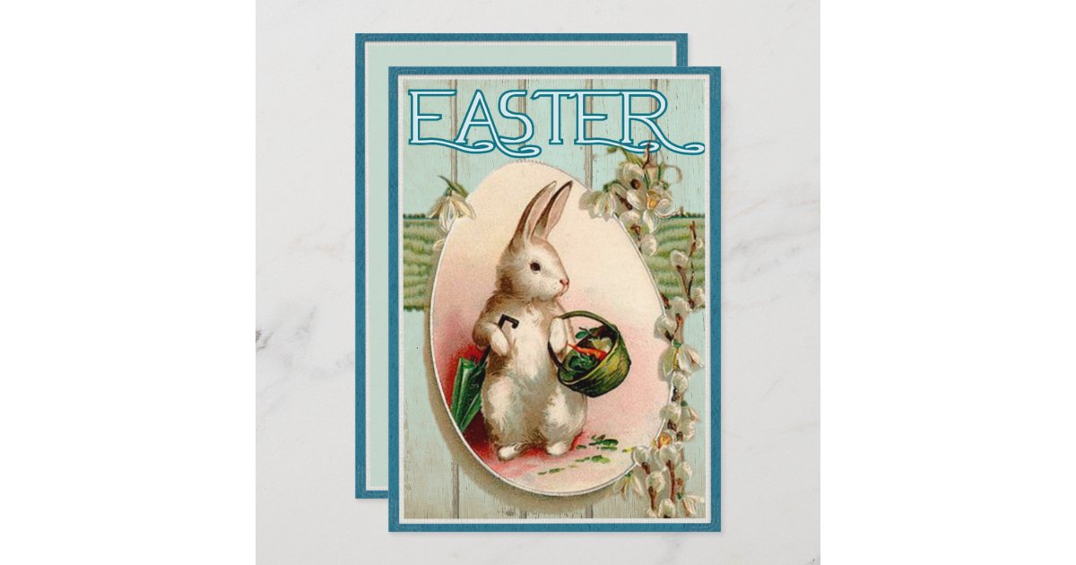 Vintage Easter Bunny Illustration Invitation | Zazzle