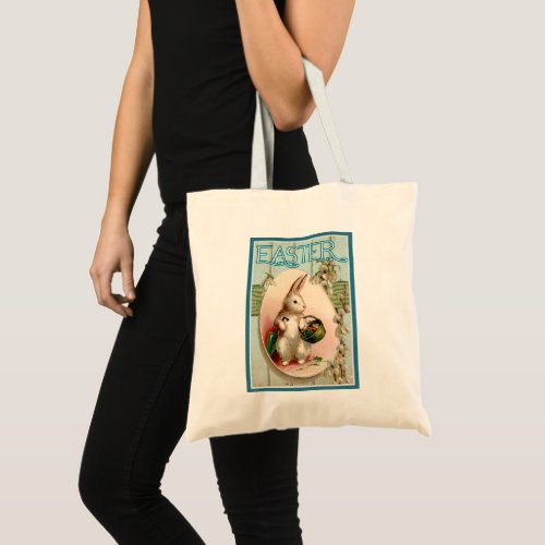 Vintage Easter Bunny Illustration Tote Bag