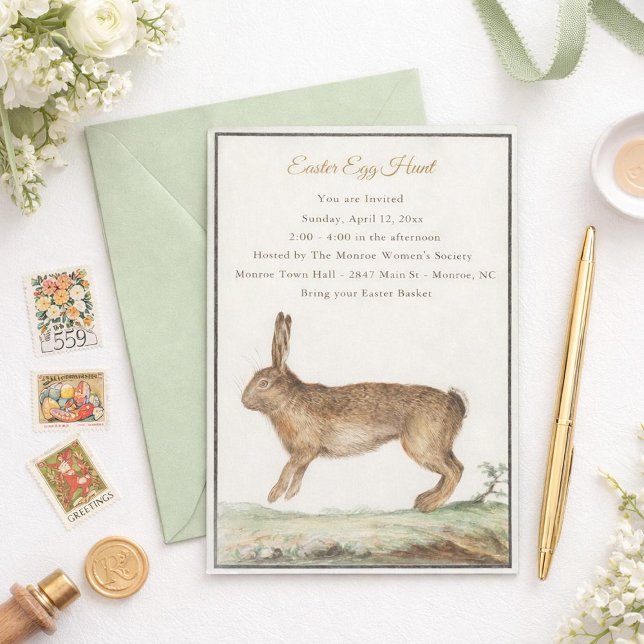 Vintage Easter Bunny Invitation - Easter Egg Hunt (Creator Uploaded)
