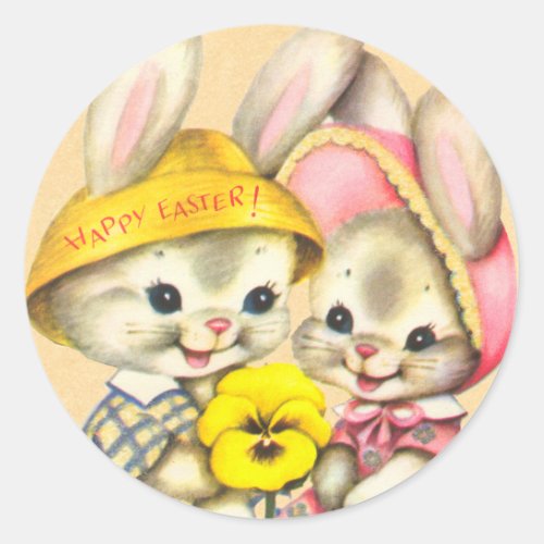 Vintage Easter Bunny Kid Stickers