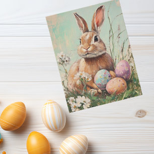 Vintage Easter Bunny Painting Postcard