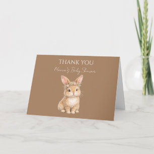 Vintage Easter Bunny Rabbit Baby Watercolor Letterpress Thank You Card