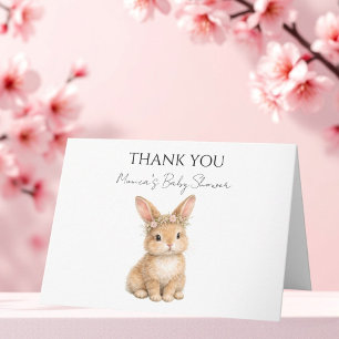 Vintage Easter Bunny Rabbit Baby Watercolor Thank You Card