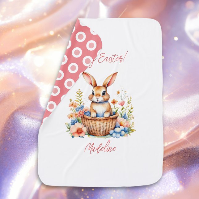 Vintage Easter Bunny Rabbit Personalized Baby Blanket (Creator Uploaded)