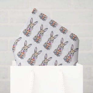 Vintage Easter Bunny Rabbit Pink Watercolor Tissue Paper