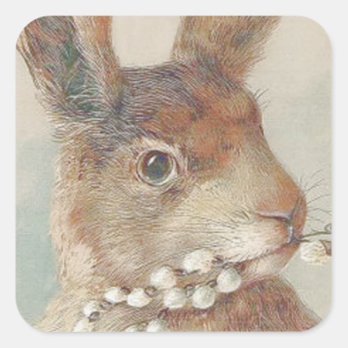 Vintage Easter Bunny Rabbit Square Sticker
