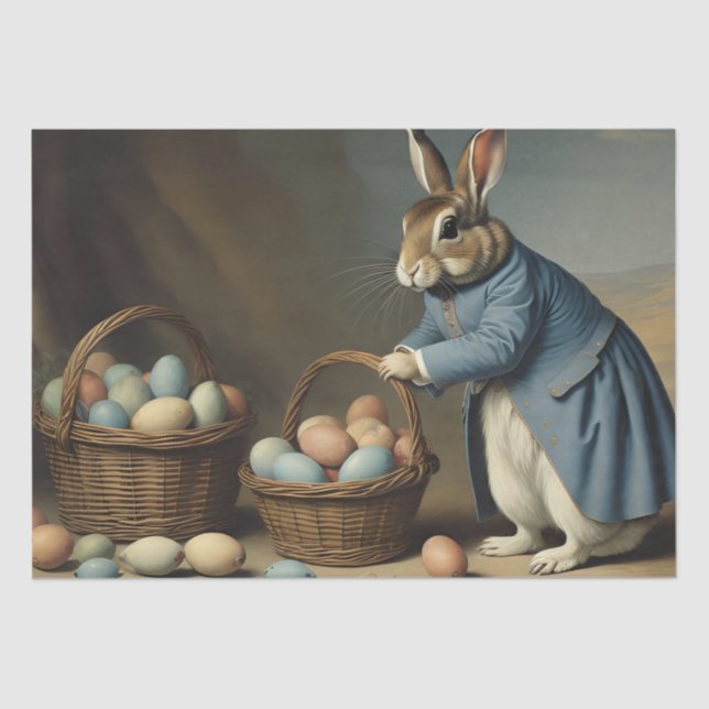 Vintage Easter Bunny With basket and Eggs v1 Tissue Paper (Front)