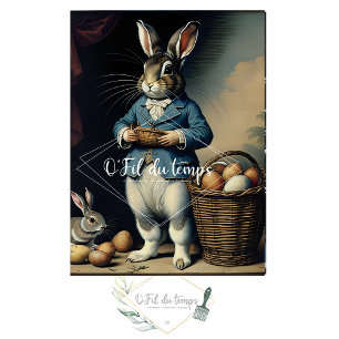 Vintage Easter Bunny With basket and Eggs v3 Tissue Paper