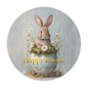 Vintage Easter Bunny with daisies Cutting Board