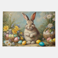 Vintage Easter Bunny with Easter Baskets, Flowers