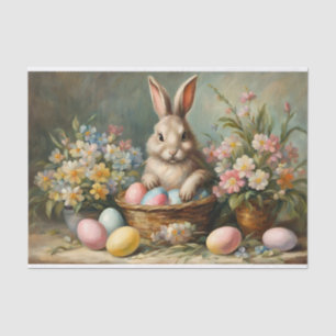 Vintage Easter Bunny with Easter Eggs and Flowers  Tissue Paper