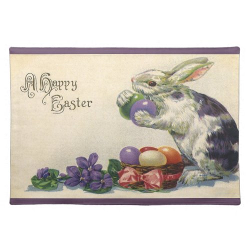 Vintage Easter Bunny with Easter Eggs in a Basket Cloth Placemat