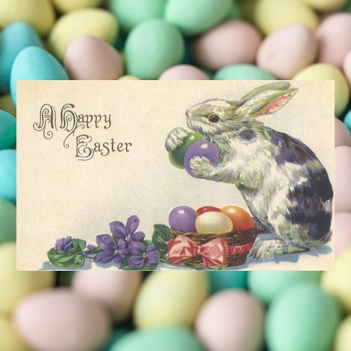 Vintage Easter Bunny with Easter Eggs in a Basket Rectangular Sticker