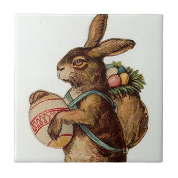 Vintage Easter Bunny With Eggs Ceramic Tile by VictorianWonders at Zazzle