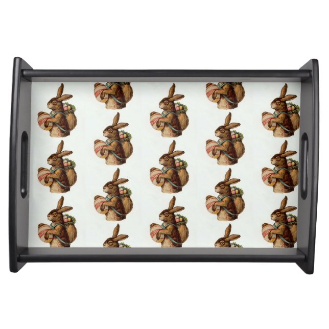 Vintage Easter Bunny with eggs Serving Tray (Front)