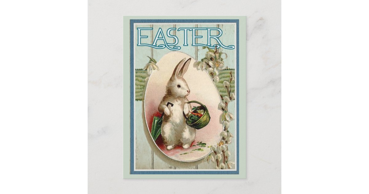 Vintage Easter Bunny With Umbrella Easter Postcard | Zazzle