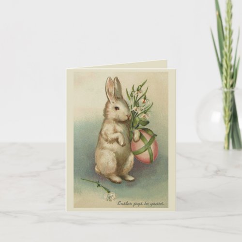 Vintage Easter card with bunny flowers and egg