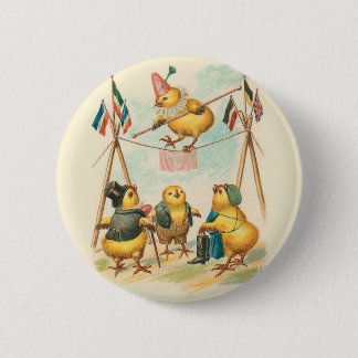 Vintage Easter Card With Circus Chicks Pinback Button