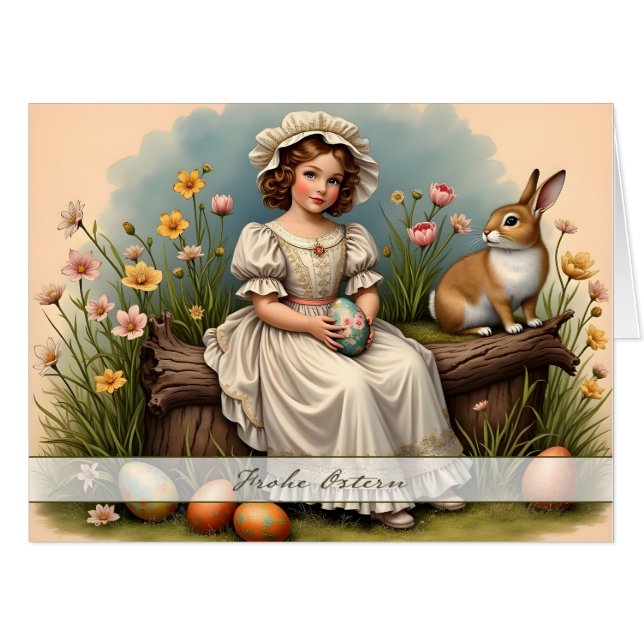 Vintage Easter Charm Card (Front Horizontal)