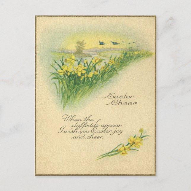 Vintage Easter Cheer Holiday Postcard (Front)