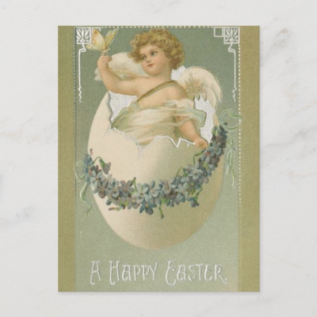 Vintage Easter Cherub Holiday Postcard (Front)