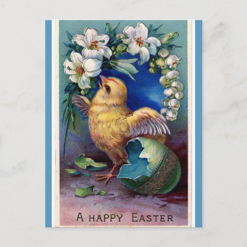 Vintage Easter Chick and Lilies Postcard