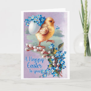 Vintage Easter Chick Bouquet Card