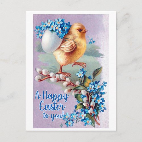 Vintage Easter Chick Bouquet Postcard