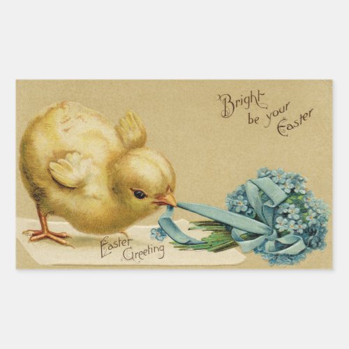 Vintage Easter Chick Rectangular Sticker
