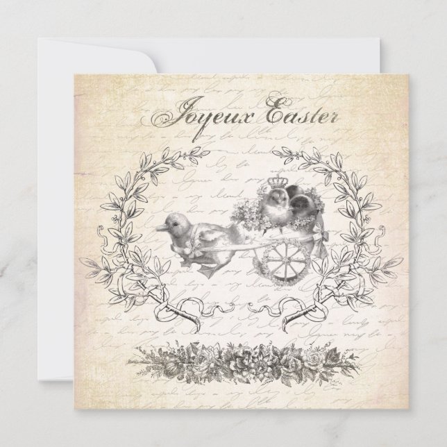 Vintage Easter chickens invitation (Front)