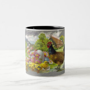 Vintage Easter Chicks and Rooster Mug