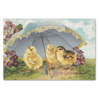 Vintage Easter Chicks and Umbrella Decoupage Tissue Paper