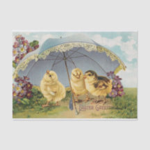 Vintage Easter Chicks and Umbrella Decoupage