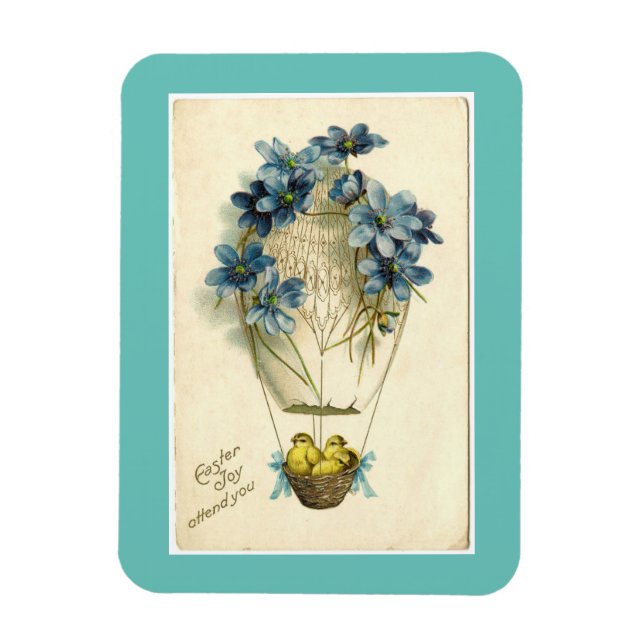 Vintage Easter Chicks In Balloon Magnet (Vertical)