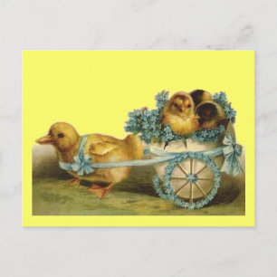 Vintage Easter Chicks in Egg of Violets Holiday Postcard